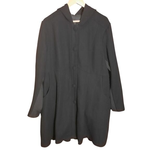 Torrid Womens Black Hooded Single Breasted Lined Fabric Button Front Coat Size 3 - Picture 6 of 6